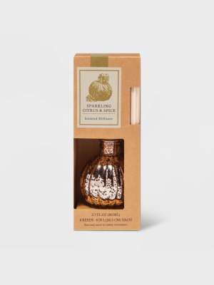 2.7 Fl Oz Mercury Glass Sparkling Citrus And Spice Oil Reed Diffuser - Threshold™