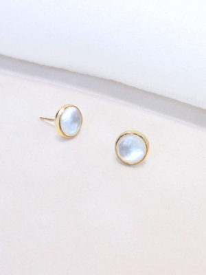 Deep Pearl Recycled Gold Stud Earrings