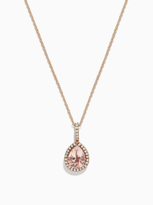 Effy Blush 14k Rose Gold Morganite And Diamond Pendant, 1.75 Tcw