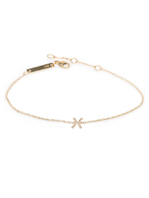 14k Midi Bitty Pave Diamond Zodiac Bracelet