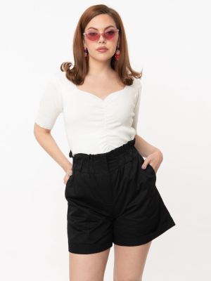 Vintage Style Black High Waist Shorts