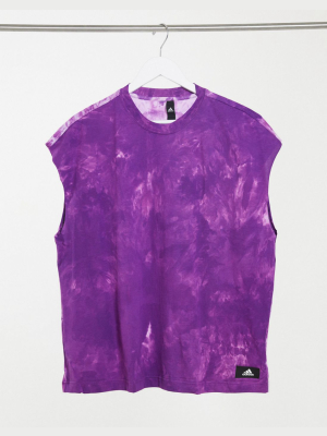 Adidas Cloud Print Tank In Purple