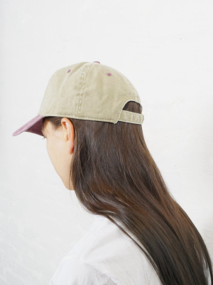 Washed Cotton 6-panel Cap Khaki X Burgundy