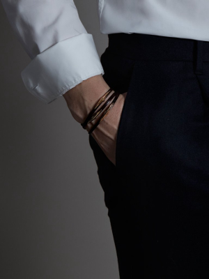Men's Yellow Gold Vermeil Arc Multi Leather Wrap Bracelet