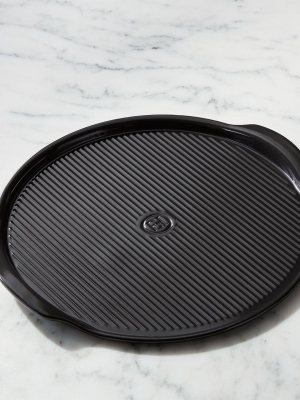 Emile Henry Black Ribbed Pizza Stone