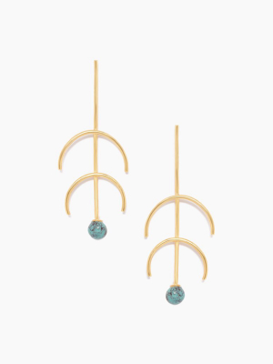 Sequence Turquoise Double Arc Earrings - Gold