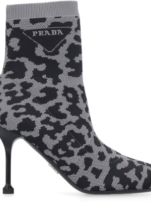 Prada Animalier Print Sock Boots