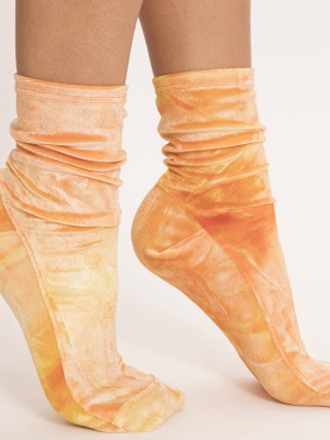 Darner Orange Tie-dye Velvet Socks