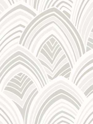 Cabarita Art Deco Flocked Leaves Wallpaper In White From The Pacifica Collection By Brewster Home Fashions