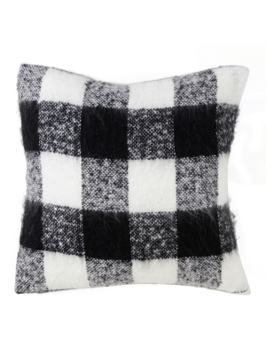 Faux Mohair Buffalo Plaid Oversize Square Throw Pillow - Saro Lifestyle