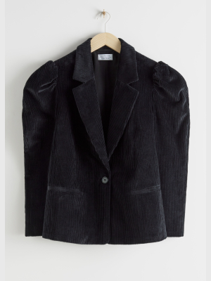 Puff Sleeve Corduroy Blazer