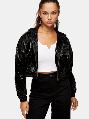 Black Wet Look Cropped Jacket