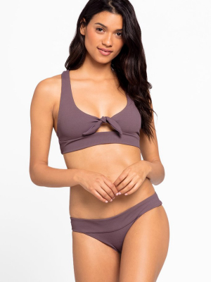 Tara Front Bow Tie Bikini Top - Pebble Brown