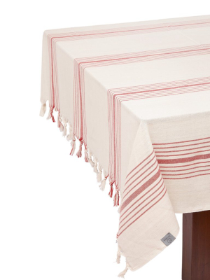 Kayseri Upcycled Tablecloth And Napkin Set - Red