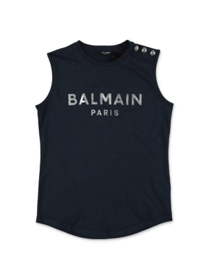 Balmain Kids Logo Printed Tank Top