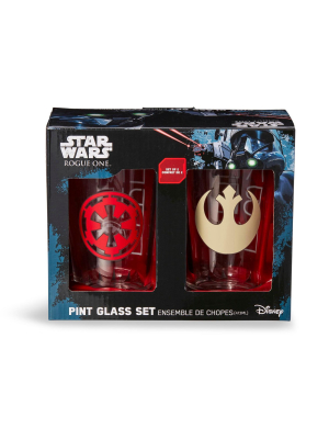 Seven20 Star Wars 16oz Pint Glasses - Rebel & Empire Symbols - 2 Set