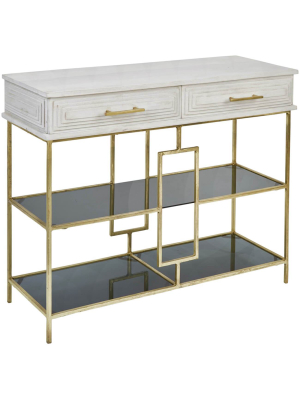 Wood & Iron 2 Drawer Console, Whitewash