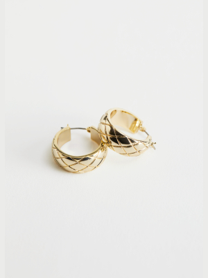 Quilt Embossed Chunky Hoop Earrings