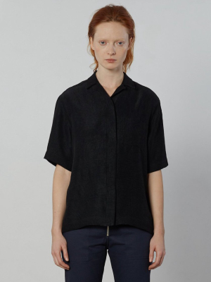 Short Sleeve Hidden Packet Shirt - Black