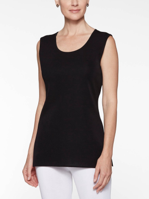 Long Classic Knit Tank Top, Black