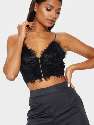 Hannah Black Eyelash Lace Corset Bralet