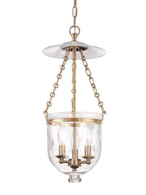 Hampton 3 Light Pendant Aged Brass