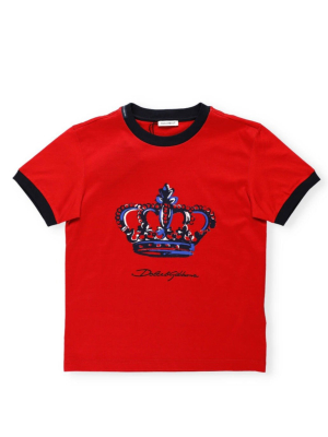 Dolce & Gabbana Kids Pictorial Crown Print T-shirt