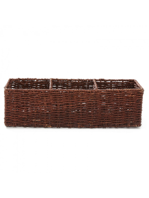 Americanflat Rectangular Hand Woven Basket With Durable Metal Frame Eco Friendly - 16.5" X 6" X 5"