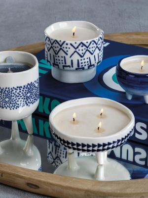 Blue Lagoon Candle - Line & Dot Pattern