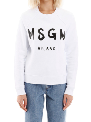 Msgm Logo Printed Crewneck Sweatshirt