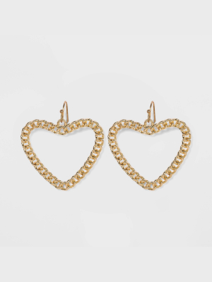 Chain Heart Drop Earrings - Wild Fable™ Gold