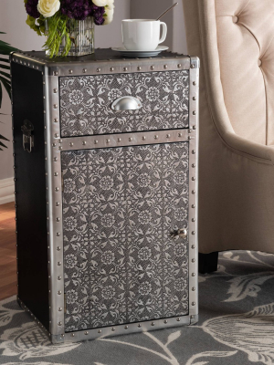 Cosette Metal Floral Accent Cabinet Silver - Baxton Studio