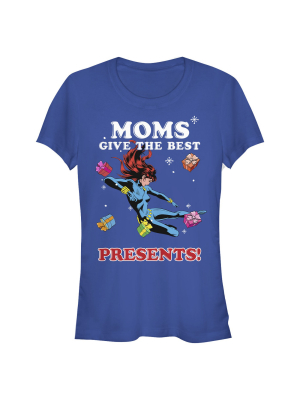 Junior's Marvel Christmas Moms Give Best Widow Presents T-shirt