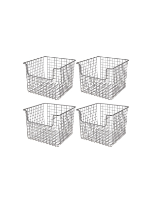 Mdesign Metal Open Front Kitchen Food Storage Basket, 4 Pack