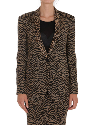 Pinko Leopard Printed V-neck Jacket