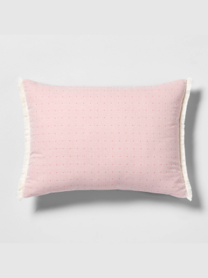 14" X 20" Square Dot With Fringe Throw Pillow Pink - Hearth & Hand™ With Magnolia