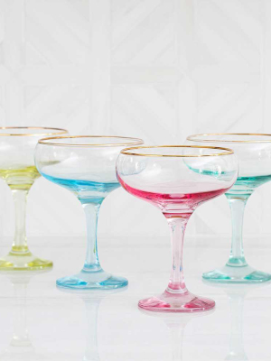 Vietri Rainbow Yellow Coupe Champagne Glass