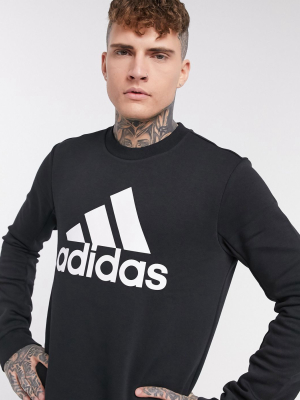 Adidas Training Logo Crew Neck Sweatshirt In Black
