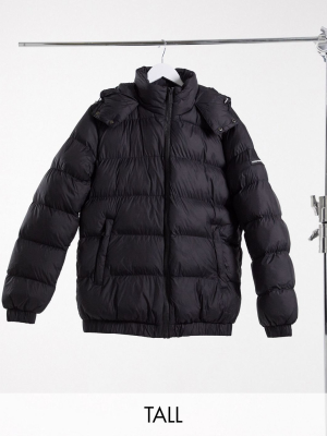 Good For Nothing Puffer Jacket With Hood In Black