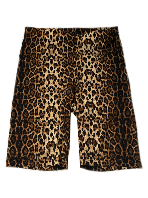 'wallace' Leopard Print Biker Shorts
