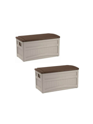 Suncast Durable Outdoor 73 Gal.portable Deck Storage Box W/wheels (2 Pack)