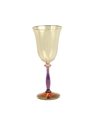 Vietri Regalia Deco Wine Glass - Red