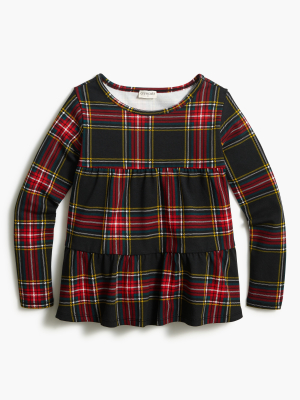 Girls' Tartan Knit Tiered Top