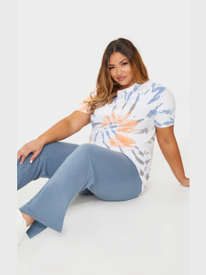 Plus Blue Tie Dye Oversized Boyfriend T Shirt