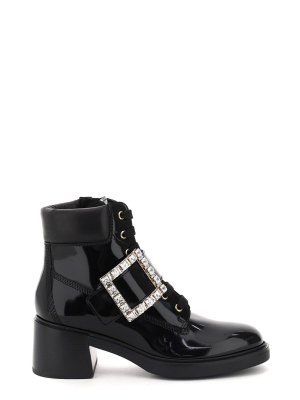 Roger Vivier Viv' Rangers Strass Buckle Ankle Boots