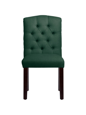 Edward Arched Dining Chair Linen Conifer Green - Skyline Furniture