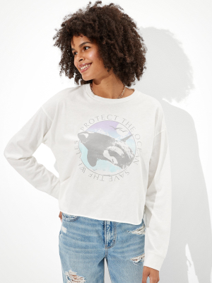 Ae Long Sleeve Cropped Graphic T-shirt