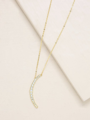 Waning Crystal Crescent Moon 18k Gold Plated Necklace