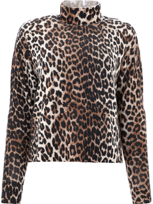 Ganni Leopard Print Knit Sweater