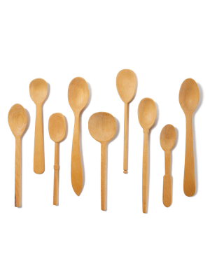Baker's Dozen Hand-carved Wood Spoons, Large